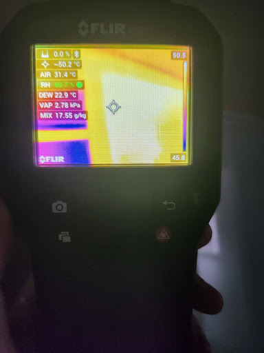 Thermal scan used to assess a high-risk moisture area
